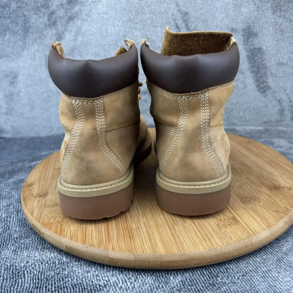 Timberland Boots Youth Size 4 Wheat Nubuck 6-Inch Padded Collar Lug Sole 12909